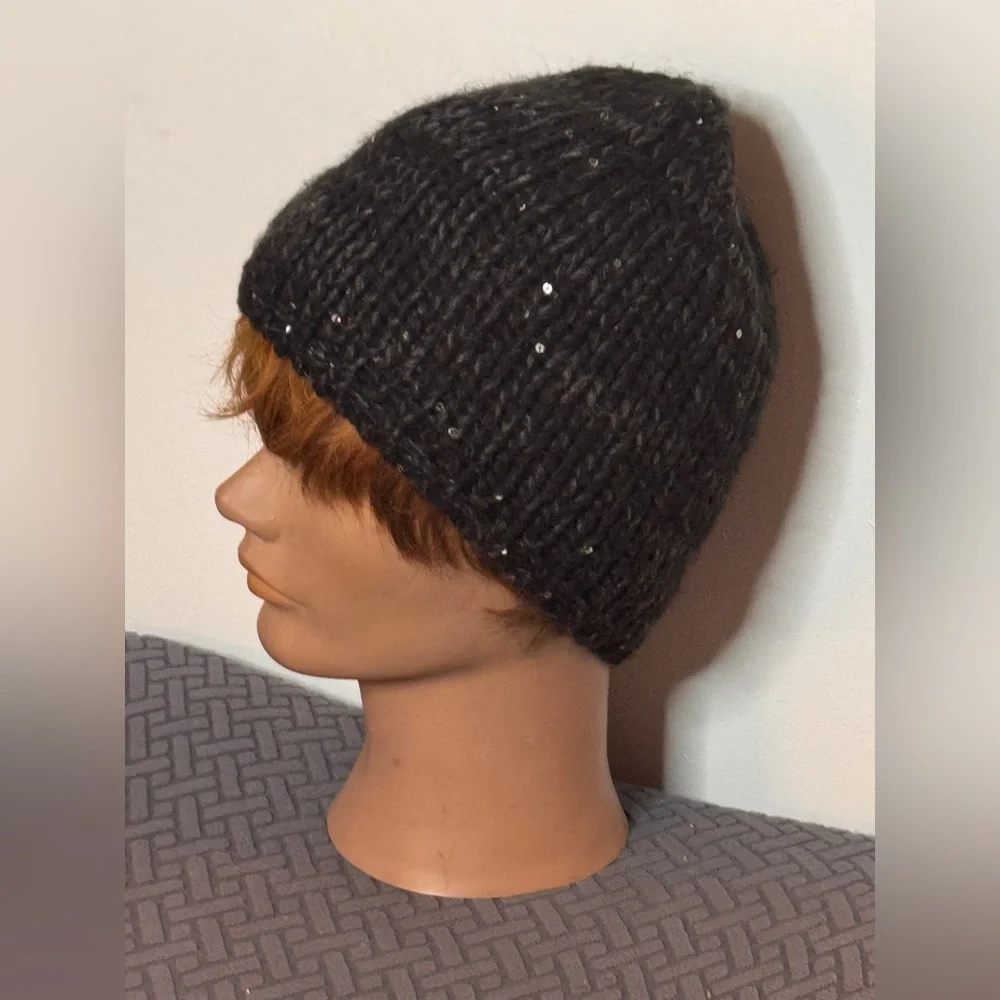 Old Navy Black with Silver Sparklers Knit Beanie